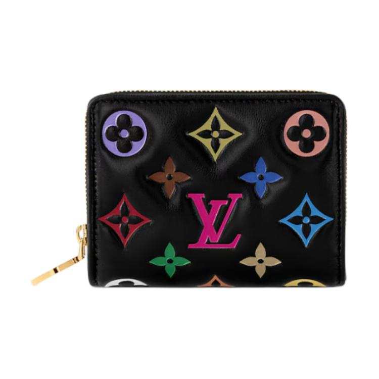 LOUIS VUITTON X Takashi Murakami Collaboration Leather Wallet Women's Black