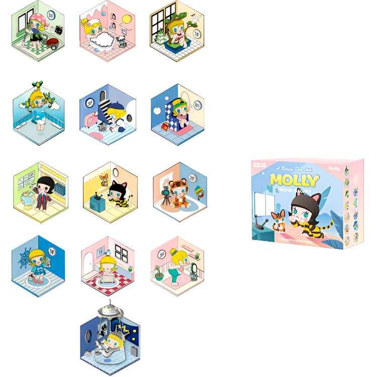 POP MART Molly A Day Of Rest Collection, Fridge Magnet Mystery Boxes Single Mystery Box/Whole Box 12 Pcs