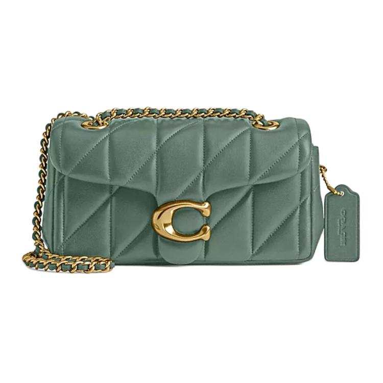 COACH Tabby Leather Shoulder Bag Small Women's Gray Green