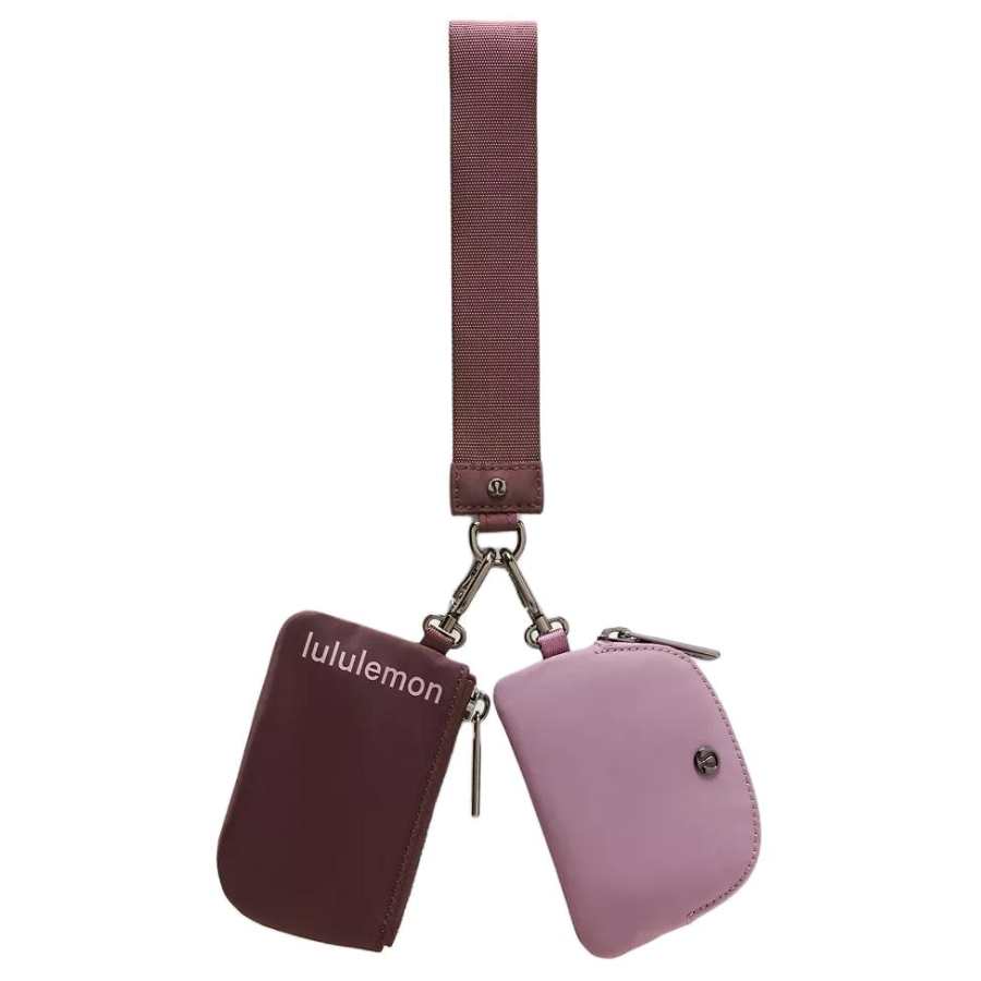 Lululemon Dual Pouch Recycled Nylon Clutch Women's Plum Color With Lavender