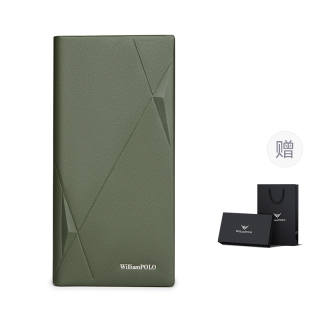 WilliamPOLO Top Grain Cow Leather Long Wallet With Multiple Card Slots And Money Clip Men's Multicolor
