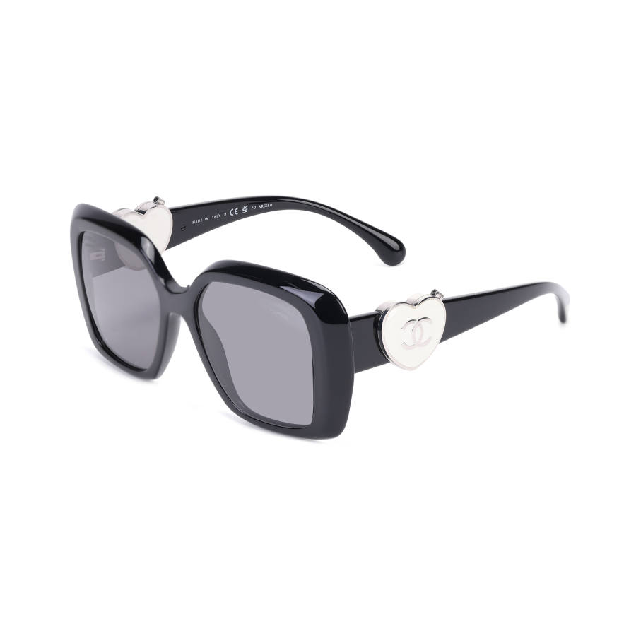CHANEL CHANEL Acetate Irregular Shape Sunglasses Women's Black