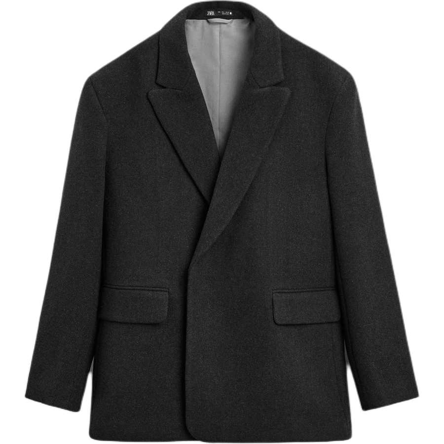 ZARA ZARA Coats Men's Coal Gray Lapel Moderate
