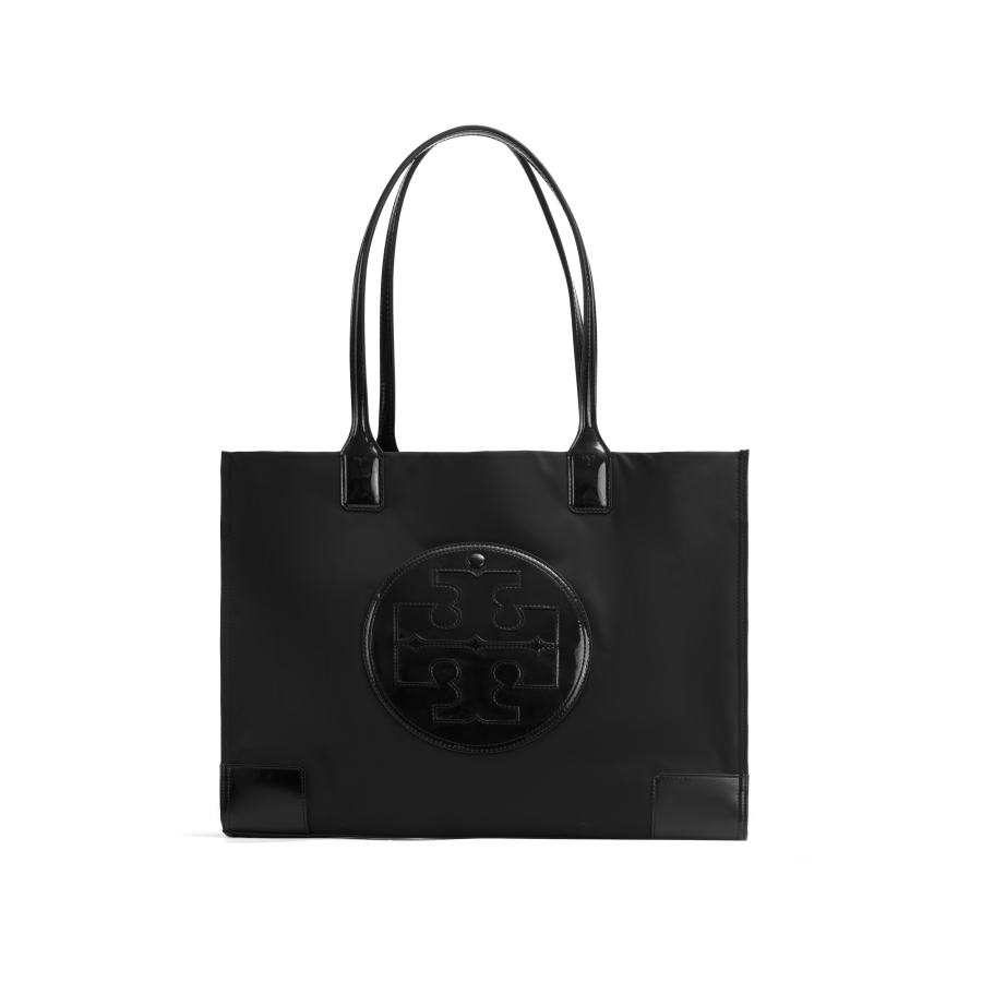 TORY BURCH Ella Recycled Nylon Artificial Leather Trim Tote Bag, Shopping Bag, Shoulder Bag Medium Women's Black