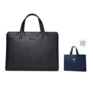 WILLIAMPOLO Top Grain Cow Leather Briefcase, Handbag Medium Men's Black