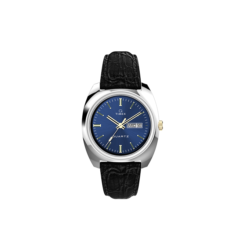 TIMEX Q Wrist Watches Quartz Movement Leather Strap Blue Dial Men's Watches