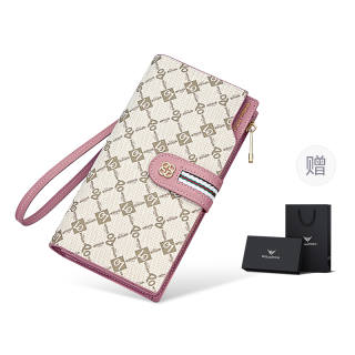 WILLIAMPOLO PVC Wallet Medium Women's Green/White/Dusty Pink