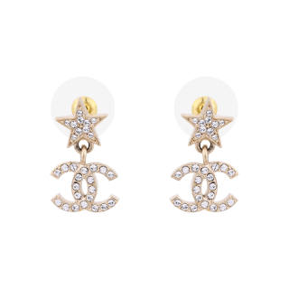 CHANEL Metal, Crystal, Semi Precious Stone Earrings Women's Gold