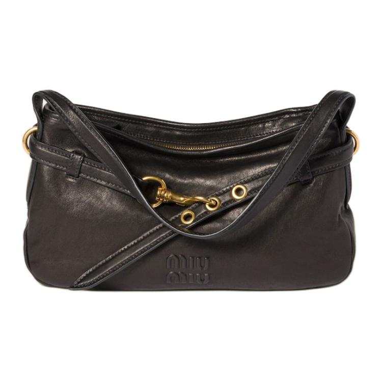 MIU MIU Aventure Nappa Sheepskin Shoulder Bag Women's Black