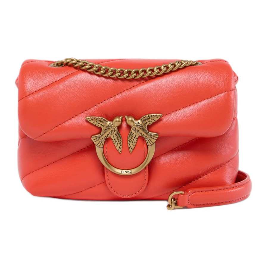 PINKO Puff Sheepskin Crossbody Bag, Shoulder Bag Women's Orange