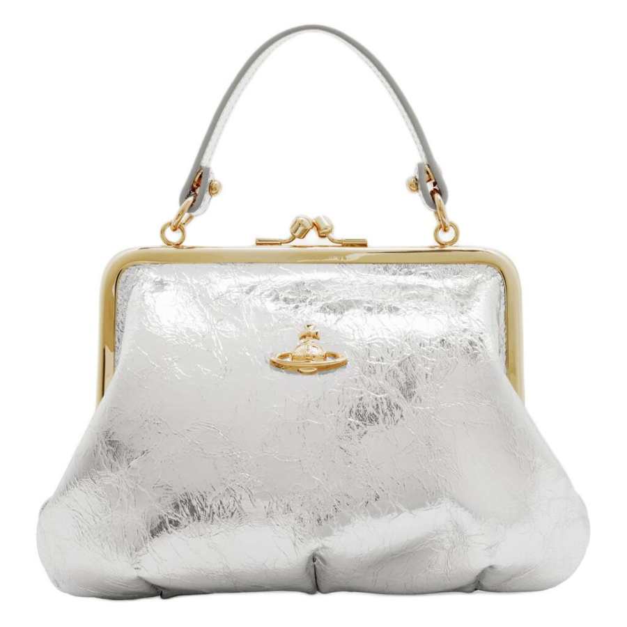 Vivienne Westwood Granny Frame Leather One Shoulder Handbag Women's Silver