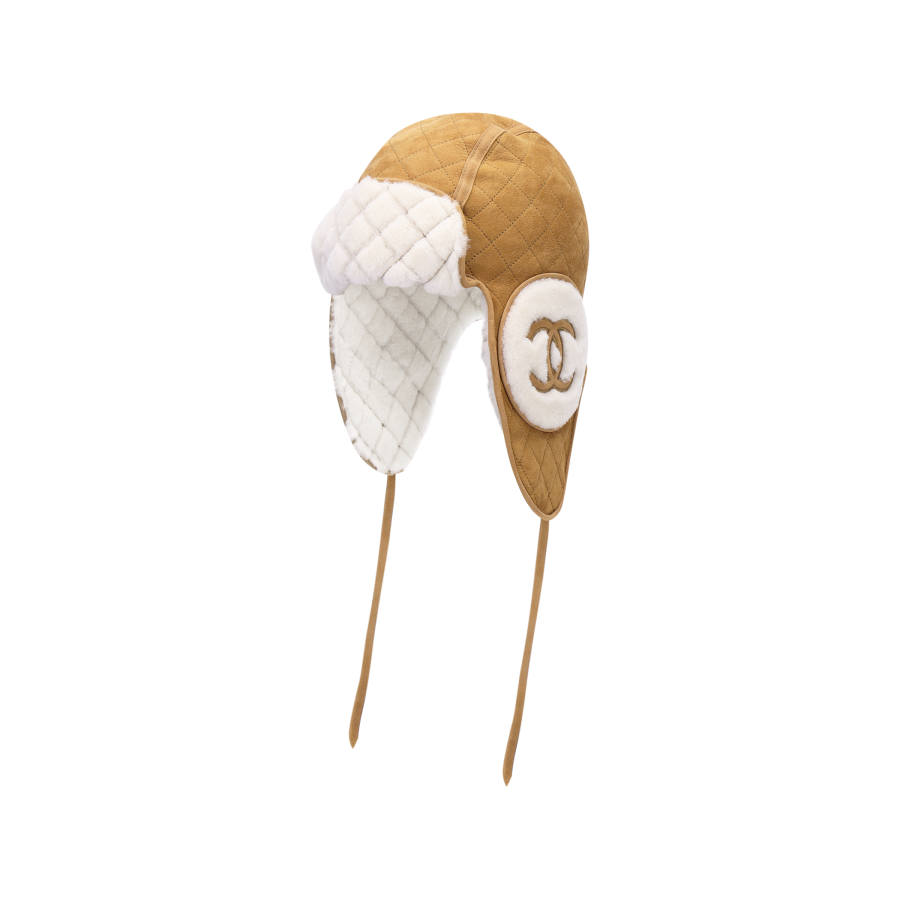 CHANEL Sheepskin Hats & Caps Unisex Beige