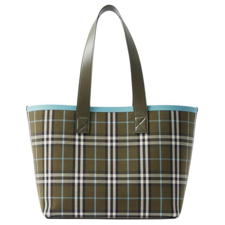 Burberry Cotton And Canvas Bag, Tote Bag, Shopping Bag, Shoulder Bag Regular Small Size Women's Olive Green