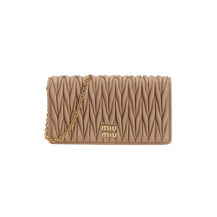 MIU MIU Calfskin One Shoulder Crossbody Cell Phone Pouch Women's Brown
