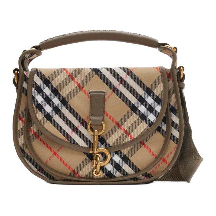 Burberry B Clip Polyester One Shoulder Handbag Women's Tan