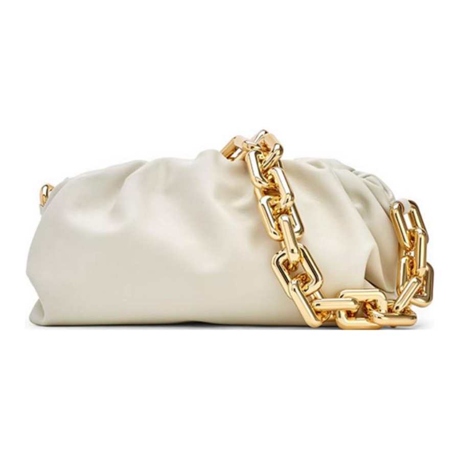 Bottega Veneta Calfskin One Shoulder Handbag Clutch Women's White