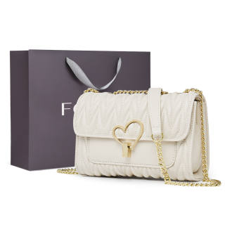 FOXER Cow Leather Heart Lock Small Square Bag, Shoulder Bag Women's