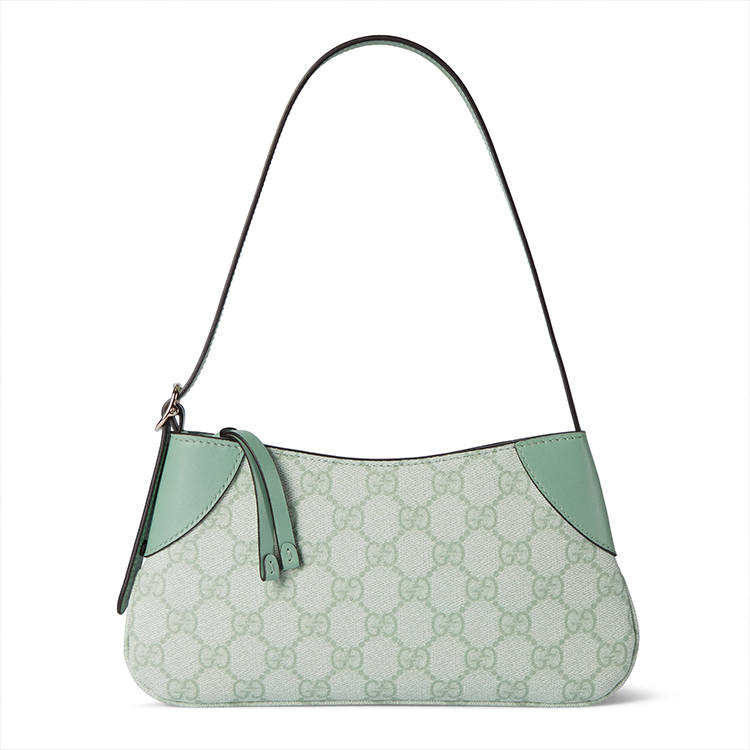 GUCCI GG Emblem Coated Fabric With Leather Binding Shoulder Bag Extra Mini Women's Gray Green