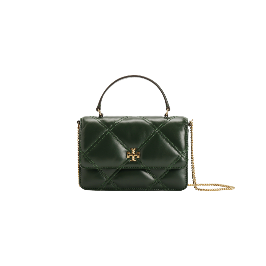TORY BURCH Kira Nappa Leather Wallet, Shoulder Bag, Crossbody Bag, Handbag Mini Women's Basil Green