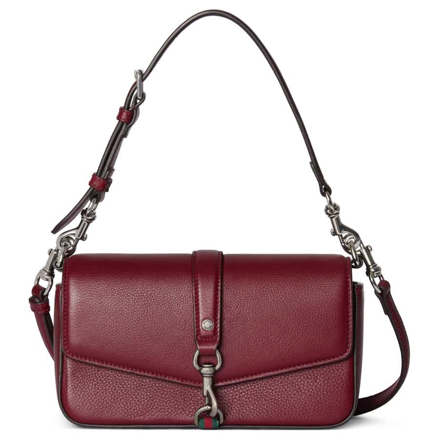 GUCCI Leather Shoulder Bag, Crossbody Bag, Handbag Small Women's Ancora Red