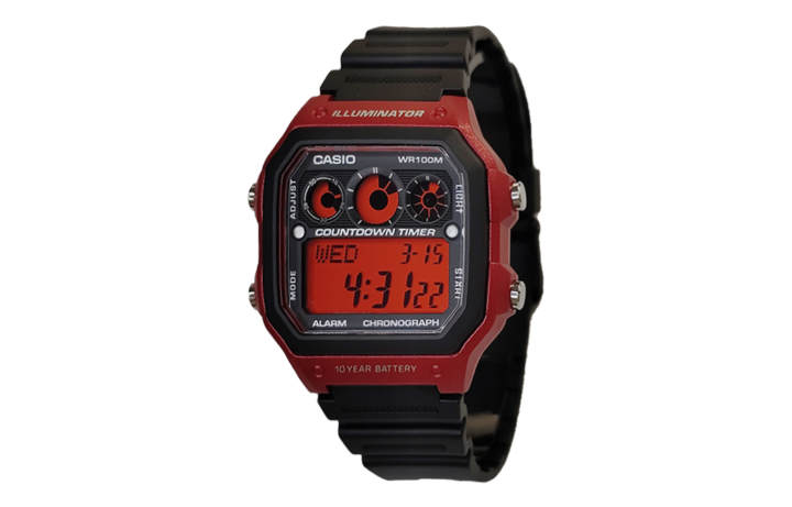 CASIO CASIO Custom Collection Quartz Movement Resin Strap Watch Men's Watches Red Watch Dial