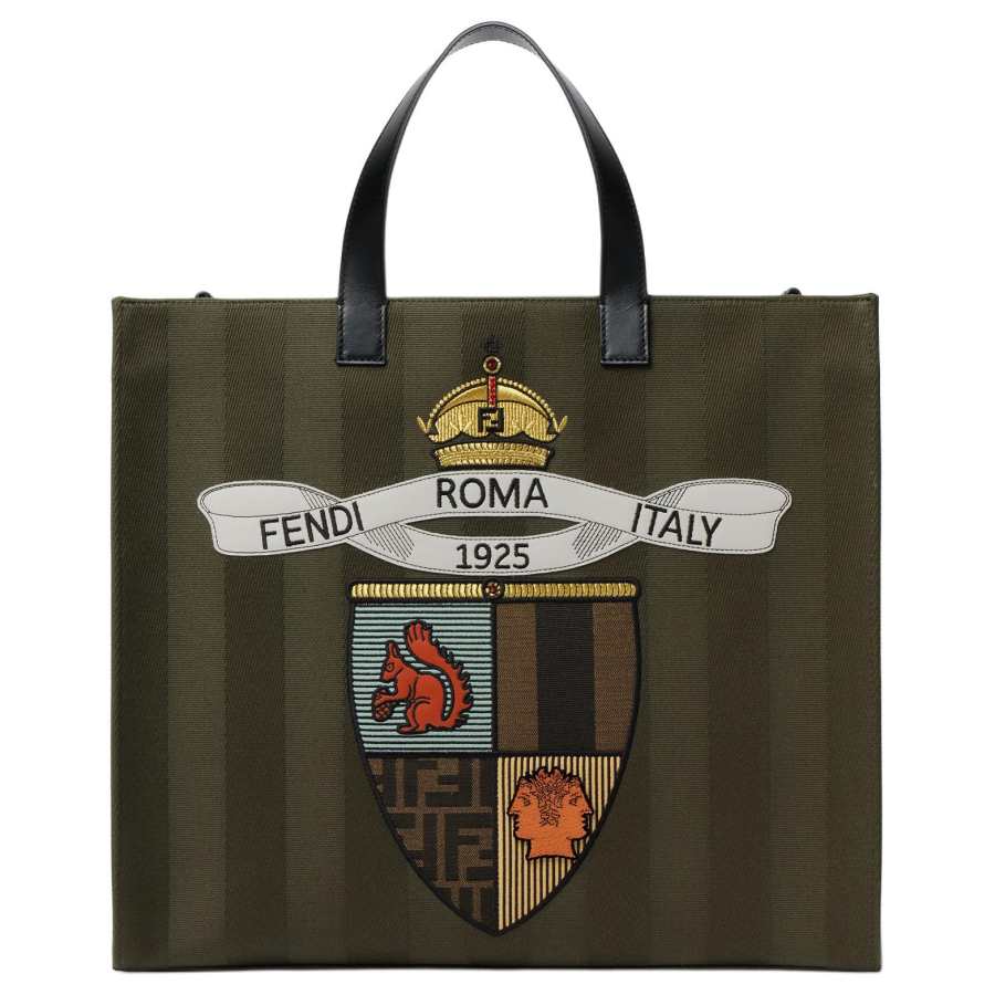 FENDI Cotton Tote Bag, Shopping Bag, Shoulder Bag, Crossbody Bag, Handbag Men's Dark Green