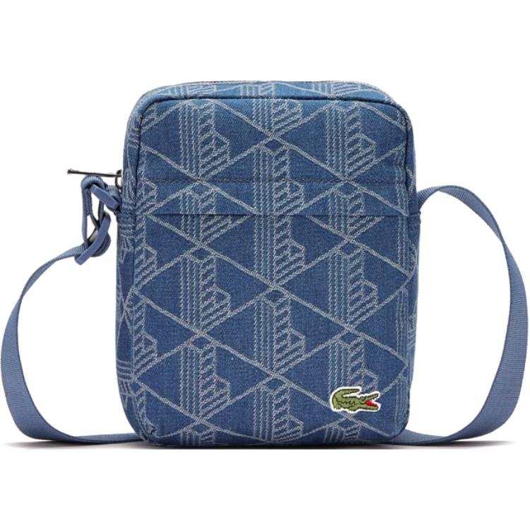 LACOSTE Fabric Shoulder Bag, Crossbody Bag Unisex Blue