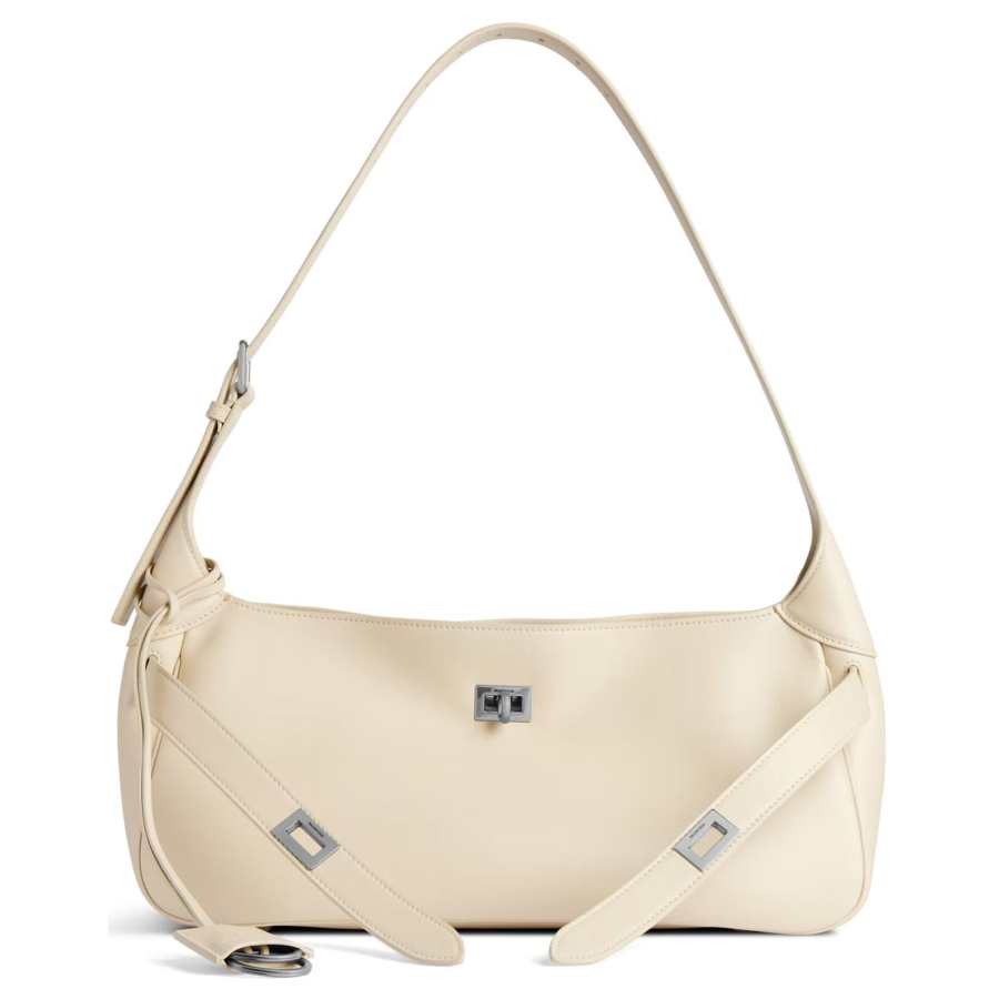 Balenciaga Balenciaga Bel Air Calfskin Handbag, Shoulder Bag Small Women's Ecru