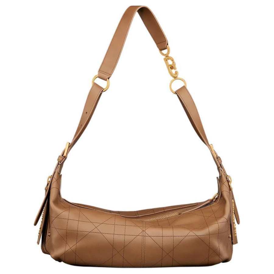 DIOR D Journey Smooth Cow Leather Handbag, Shoulder Bag Medium Women's Camel Brown