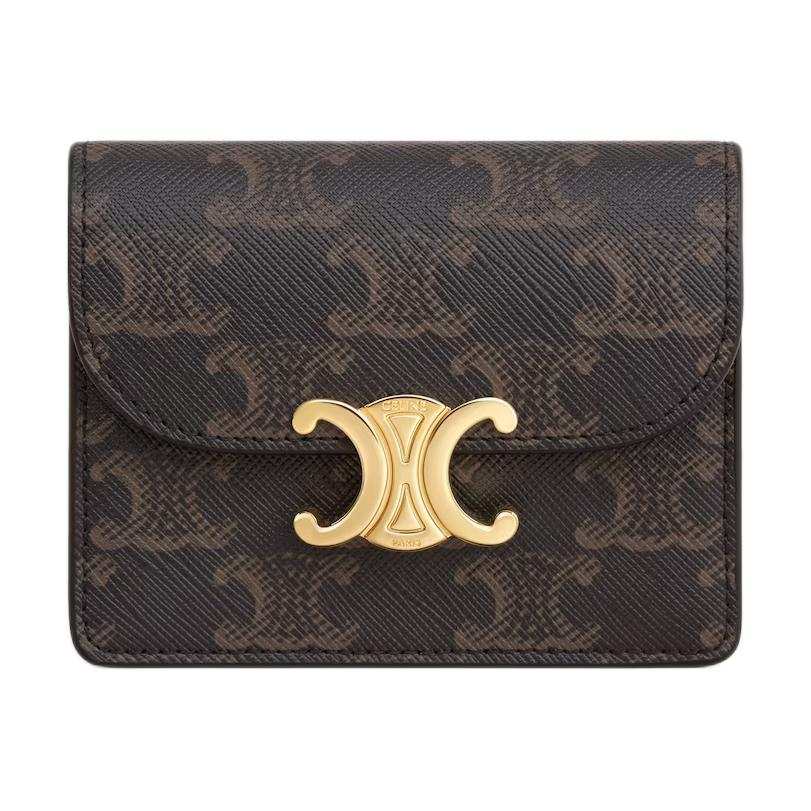 CELINE CELINE Triomphe Lambskin Wallet Women's Brown