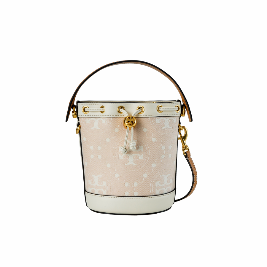 TORY BURCH Leather Bucket Bag, Shoulder Bag, Crossbody Bag, Handbag Mini Women's Light Pink
