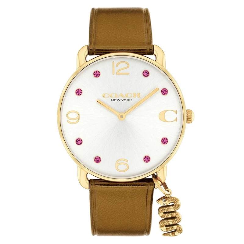 COACH ELLIOT Wrist Watches Quartz Movement Leather Strap 36mm Silver Dial Women's Watch 30m Water Resistant