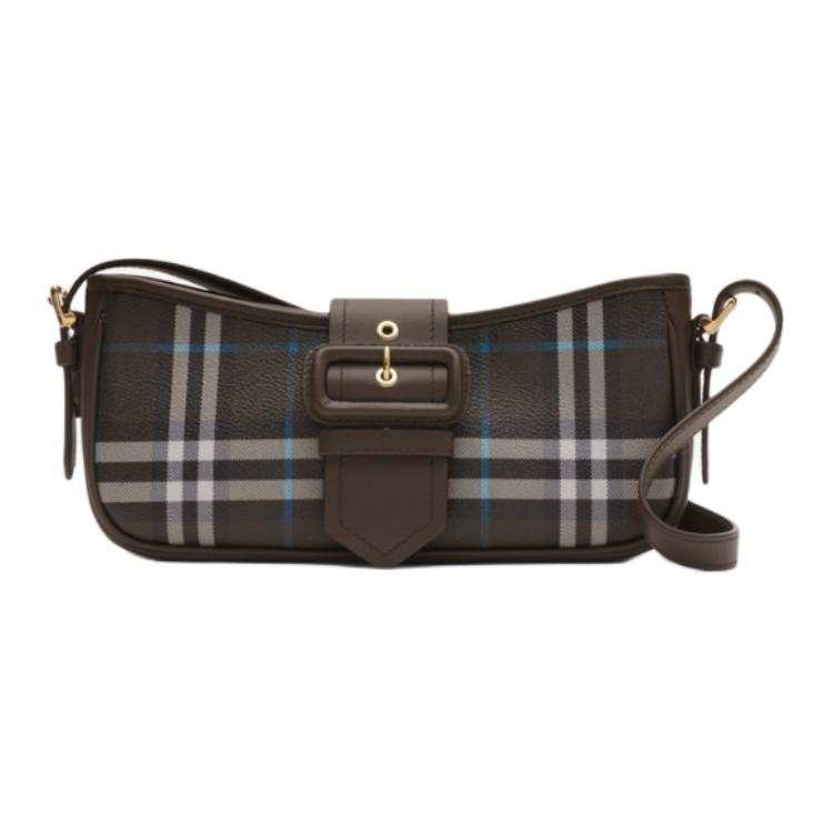 Burberry Pu Shoulder Bag Small Women's Comfortable Brown