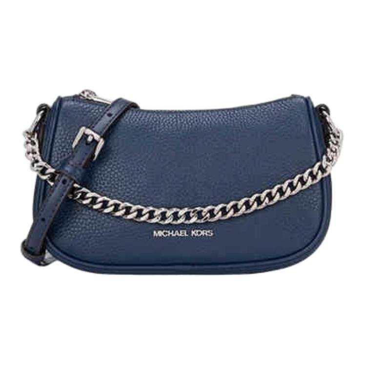 MICHAEL KORS Carmela Cow Leather Shoulder Bag, Crossbody Bag, Handbag Small Women's Navy Blue