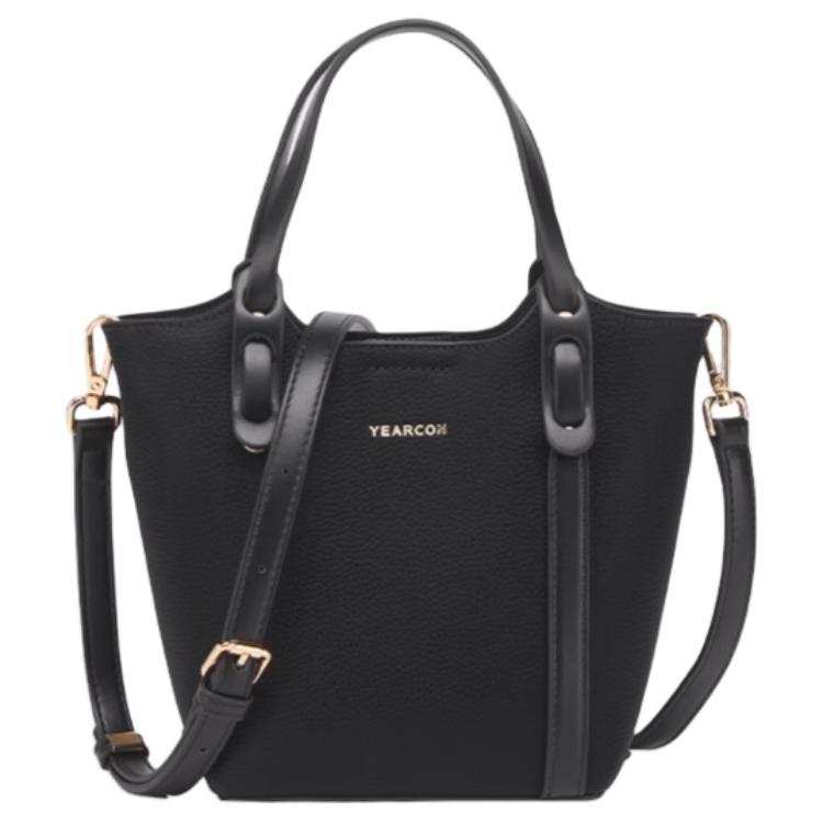 YEARCON Fashion Trend Synthetic Leather Basket Bag, One Shoulder Handbag Small Women's Black/Blue