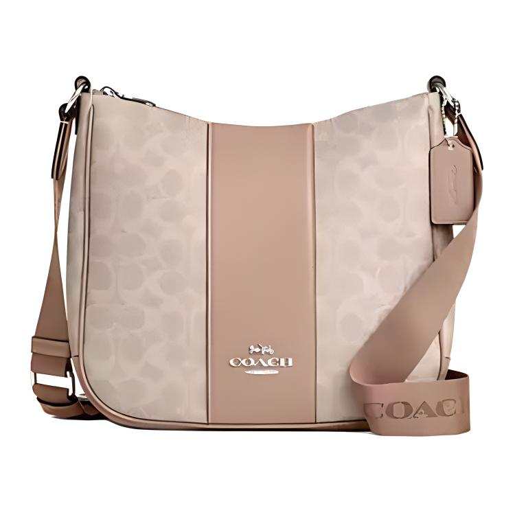 COACH Ellie Coated Canvas With Leather Shoulder Bag Medium Women's Flesh Pink