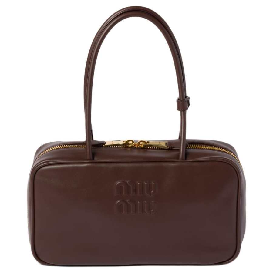 MIU MIU Beau Calfskin Handbag Medium Women's Heather Wood Color