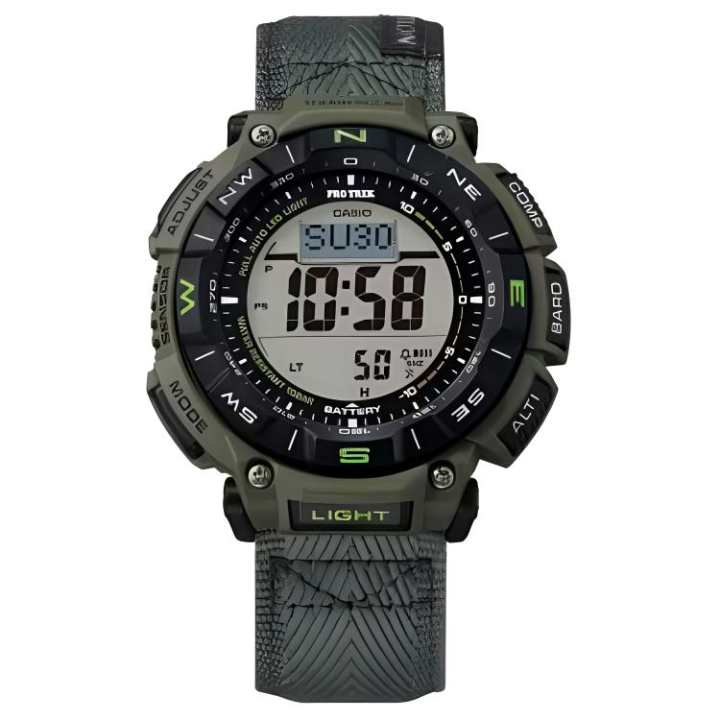 CASIO CASIO Mountaineer Collection Solar Movement Canvas Strap Watch Men's Watches Gray Dial