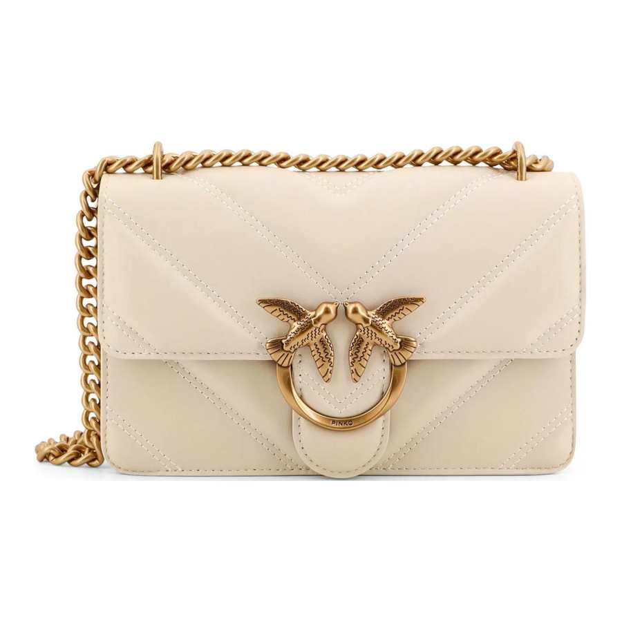 PINKO Nappa Leather Shoulder Bag Mini Women's White