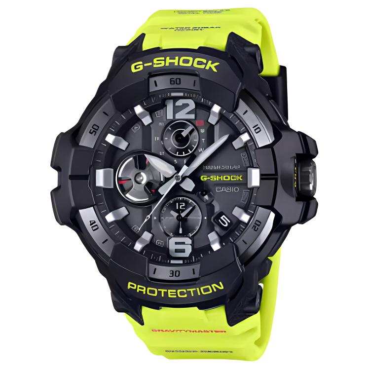 CASIO CASIO MASTER Of G AIR Sky King Neon Green Solar Movement Resin Strap Watch Men's Watches Black Dial