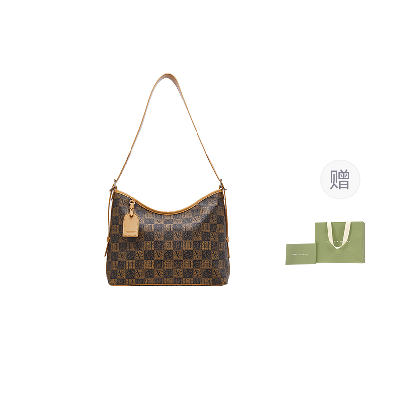 VANESSA HOGAN Monogram PVC Mom Bag, Tote Bag, Shopping Bag, Shoulder Bag Regular Women's Dark Brown