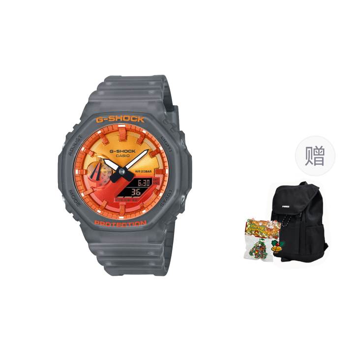 CASIO CASIO GA 2100FLS Collection Quartz Movement Resin Strap Watch Unisex Orange Watch Dial