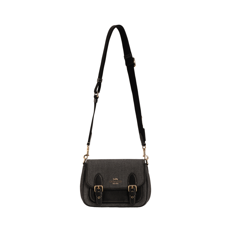 COACH Lucy Fabric With Cow Leather Crossbody Bags Medium Women's Black