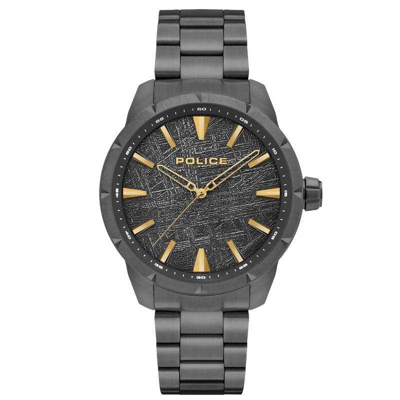 Police Wrist Watches Quartz Movement Steel Strap 45mm Gray Dial Men's Watches