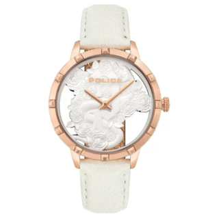 Police Wrist Watches Quartz Movement Leather Strap 36mm Skeleton Dial Women's Watch 30m Water Resistant