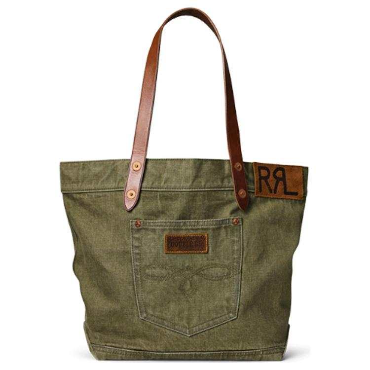 Double RL Fabric Tote Bag, Shoulder Bag Men's Olive Green