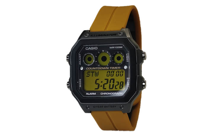 CASIO CASIO Custom Collection Quartz Movement Silicone Strap Watch Men's Watches Yellow Watch Dial