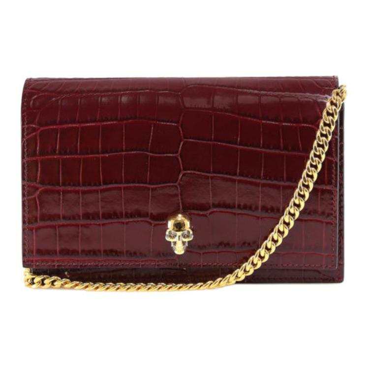 Alexander McQueen Brand Logo Cow Leather Chain Bag, Crossbody Bag, Shoulder Bag Women's