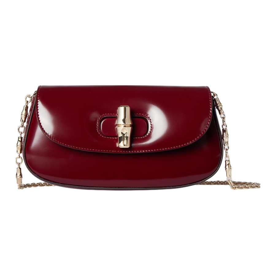 GUCCI Leather Shoulder Bag Mini Women's Red