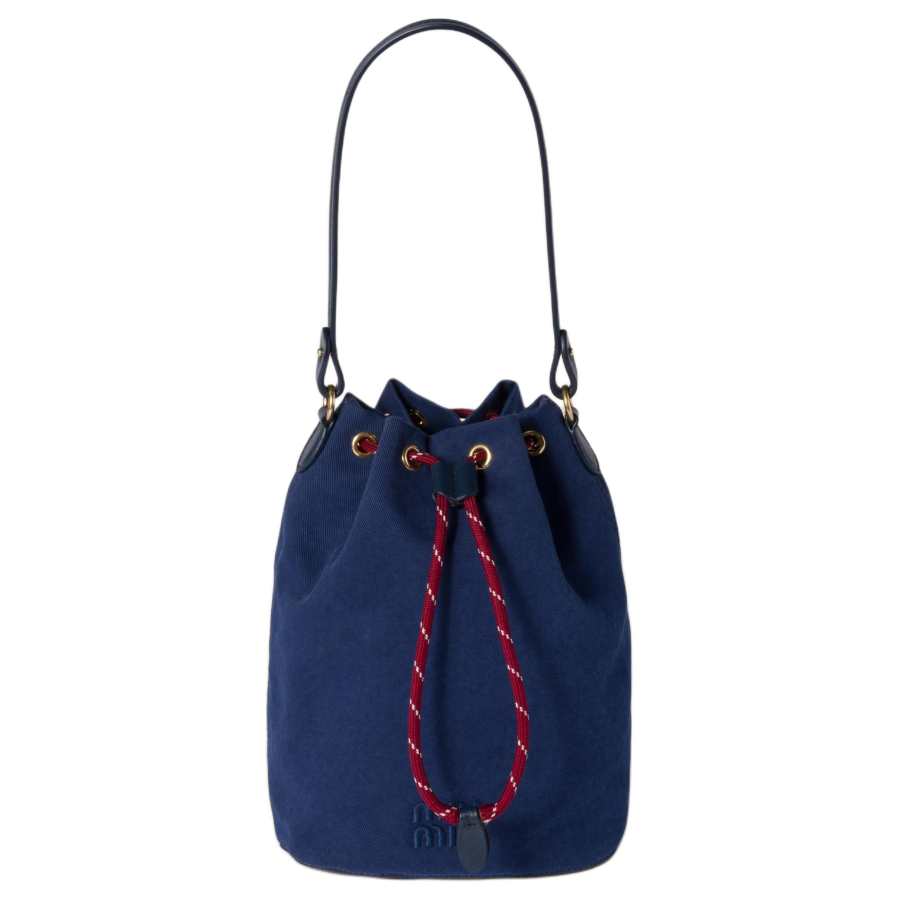 MIU MIU Cotton Bucket Bag, Shoulder Bag, Crossbody Bag, Handbag Regular Women's Indigo